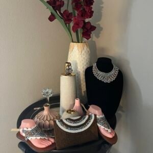 Brown and white Seed Beaded Clutch Bag set